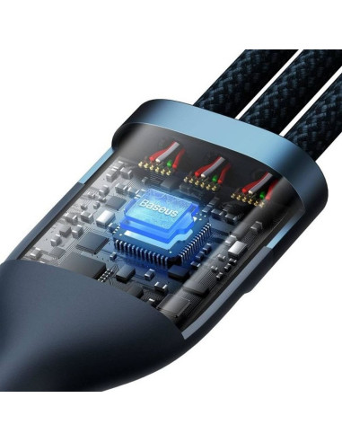 BASEUS Câble 3-en-1 USB A / Type C vers Micro USB / Lightning / Type C PD QC 5A100W CASS030103 1.2 m bleu