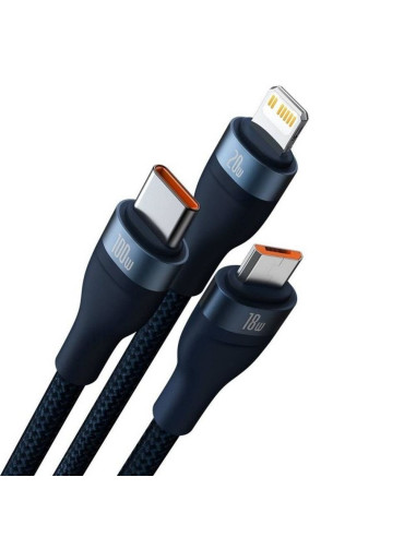 BASEUS Câble 3-en-1 USB A / Type C vers Micro USB / Lightning / Type C PD QC 5A100W CASS030103 1.2 m bleu
