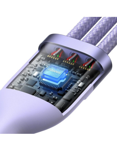 BASEUS Câble 3-en-1 USB A / Type C vers Micro USB / Lightning / Type C PD QC 5A100W CASS030105 1,2 m violet
