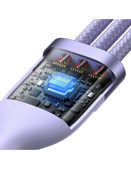 BASEUS Câble 3-en-1 USB A / Type C vers Micro USB / Lightning / Type C PD QC 5A100W CASS030105 1,2 m violet