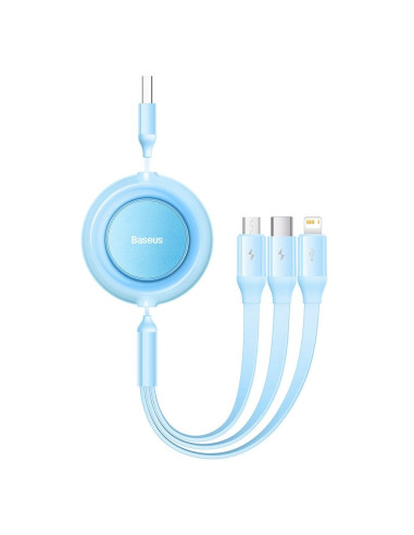 BASEUS Câble 3-en-1 USB A vers Micro USB / Lightning / Type C 3.5A CAMJ010017 1.1m bleu