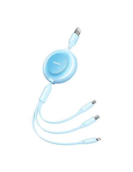 BASEUS Câble 3-en-1 USB A vers Micro USB / Lightning / Type C 3.5A CAMJ010017 1.1m bleu