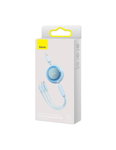BASEUS Câble 3-en-1 USB A vers Micro USB / Lightning / Type C 3.5A CAMJ010017 1.1m bleu