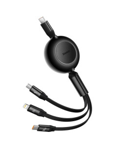 BASEUS Câble 3-en-1 Type C vers Micro USB / Lightning / Type C PD QC4.0 3.5A 100W CAMJ010201 1.1 m noir 2