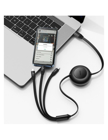 BASEUS Câble 3-en-1 Type C vers Micro USB / Lightning / Type C PD QC4.0 3.5A 100W CAMJ010201 1.1 m noir