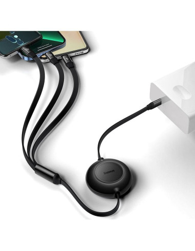 BASEUS Câble 3-en-1 Type C vers Micro USB / Lightning / Type C PD QC4.0 3.5A 100W CAMJ010201 1.1 m noir
