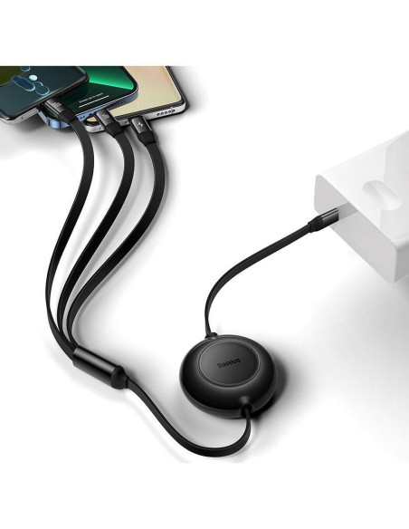 BASEUS Câble 3-en-1 Type C vers Micro USB / Lightning / Type C PD QC4.0 3.5A 100W CAMJ010201 1.1 m noir