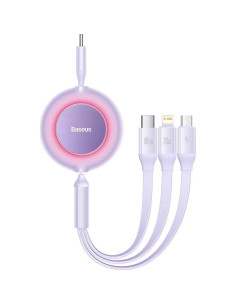 BASEUS Câble 3-en-1 Type C vers Micro USB / Lightning / Type C PD QC4.0 3.5A 100W CAMJ010205 1.1 m violet