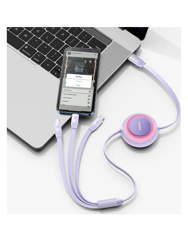 BASEUS Câble 3-en-1 Type C vers Micro USB / Lightning / Type C PD QC4.0 3.5A 100W CAMJ010205 1.1 m violet