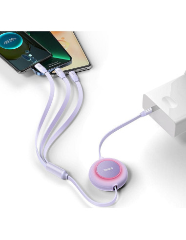BASEUS Câble 3-en-1 Type C vers Micro USB / Lightning / Type C PD QC4.0 3.5A 100W CAMJ010205 1.1 m violet
