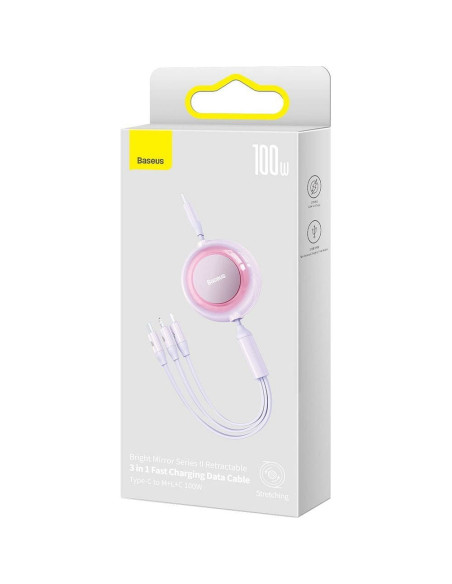BASEUS Câble 3-en-1 Type C vers Micro USB / Lightning / Type C PD QC4.0 3.5A 100W CAMJ010205 1.1 m violet