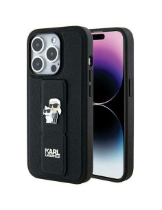 Véritable KARL LAGERFELD Case KLHCP13XGSAKCPK pour iPhone 13 Pro Max (Gripstand Saffiano KC PIN / noir)