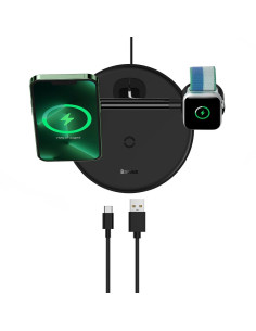 BASEUS Chargeur inductif 3-en-1 compatible avec MagSafe 15W WXTE000101 noir 2