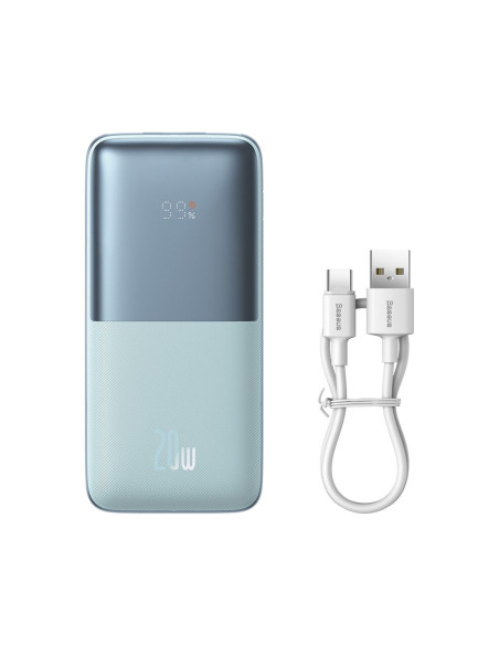 BASEUS powerbank 10 000 mAh + câble USB A vers Type C PD QC3.0 3A 20W PPBD040103 bleu