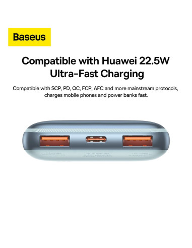 BASEUS powerbank 10 000 mAh + câble USB A vers Type C PD QC3.0 3A 20W PPBD040103 bleu