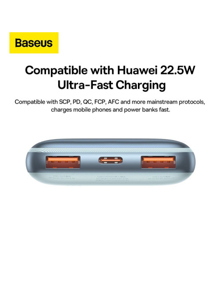 BASEUS powerbank 10 000 mAh + câble USB A vers Type C PD QC3.0 3A 20W PPBD040103 bleu