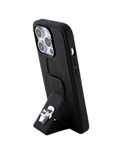 Véritable KARL LAGERFELD Case KLHCP14XGSAKCPK pour iPhone 14 Pro Max (Gripstand Saffiano KC PIN / noir)