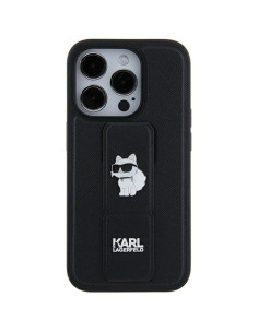 Véritable KARL LAGERFELD Case KLHCN61GSACHPK pour iPhone 11 (Gripstand Saffiano choupette PIN / noir)