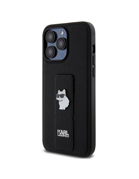 Véritable KARL LAGERFELD Case KLHCP13XGSACHPK pour iPhone 13 Pro Max (Gripstand Saffiano choupette PIN / black