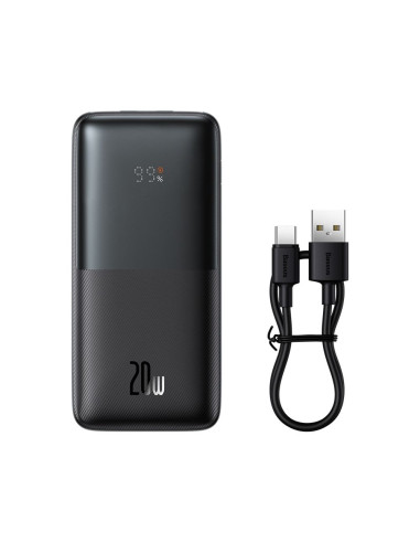 BASEUS powerbank 10 000 mAh + câble USB A vers Type C PD QC3.0 3A 20W PPBD040201 noir
