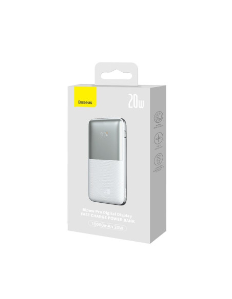 BASEUS powerbank 10 000 mAh + câble USB A vers Type C PD QC3.0 3A 20W PPBD040202 blanc