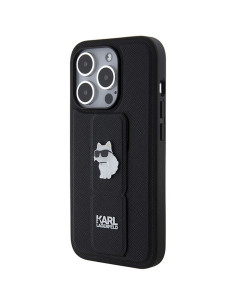 Véritable KARL LAGERFELD Case KLHCP14LGSACHPK pour iPhone 14 Pro (Gripstand Saffiano choupette PIN / noir) 2