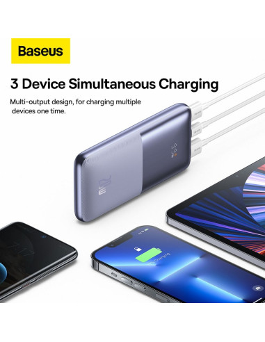 BASEUS powerbank 10 000 mAh + câble USB A vers Type C PD QC3.0 3A 20W PPBD040205 violet