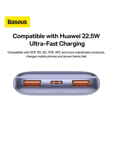 BASEUS powerbank 10 000 mAh + câble USB A vers Type C PD QC3.0 3A 20W PPBD040205 violet