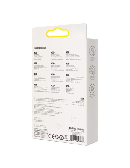 Câble BASEUS Type C vers Lightning PD 20W Glimmer CADH000101 2 m noir