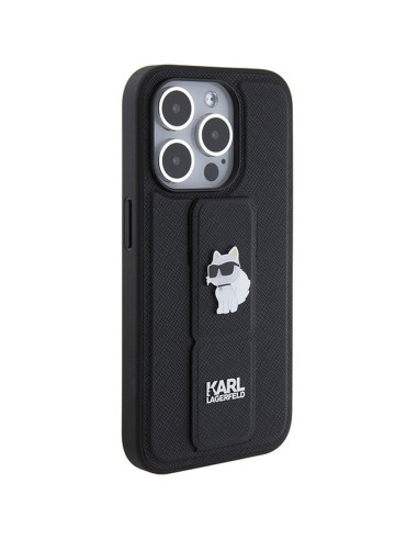 Véritable KARL LAGERFELD Case KLHCP14XGSACHPK pour iPhone 14 Pro Max (Gripstand Saffiano choupette PIN / black