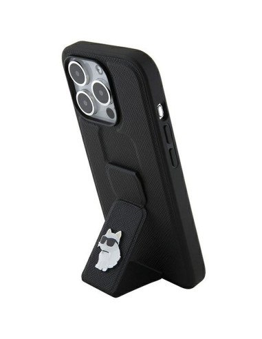 Véritable KARL LAGERFELD Case KLHCP14XGSACHPK pour iPhone 14 Pro Max (Gripstand Saffiano choupette PIN / black