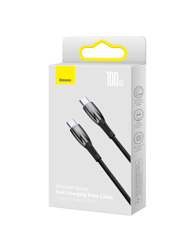 BASEUS Type C to Type C PD 100W Glimmer cable CADH000801 2 m noir