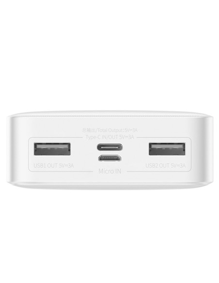 BASEUS powerbank 20 000 mAh + cable USB A do Micro USB PD QC3.0 3A 15W PPBD050102 white