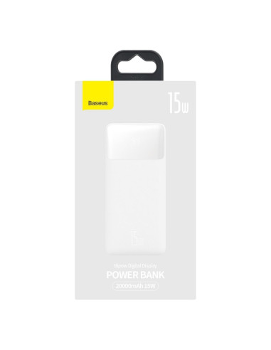 BASEUS powerbank 20 000 mAh + cable USB A do Micro USB PD QC3.0 3A 15W PPBD050102 white
