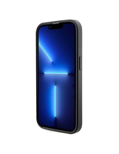 Véritable GUESS Case GUHMP15LP4RPSK pour iPhone 15 Pro (Compatible avec Magsafe 4G Rayures imprimées / Noir)