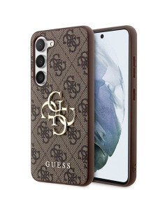 Véritable GUESS Case GUHCS22LG4GFBR pour Samsung S22 Ultra (4G Metal Gold Logo / Brown)