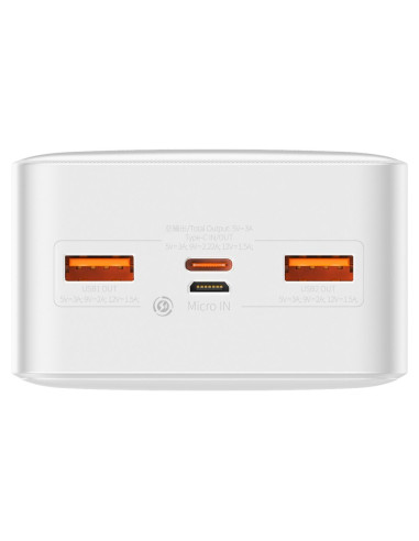 BASEUS powerbank 30 000 mAh + cable USB A do Micro USB PD QC3.0 3A 20W PPBD050402 white