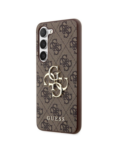 Véritable GUESS Case GUHCS22LG4GFBR pour Samsung S22 Ultra (4G Metal Gold Logo / Brown)