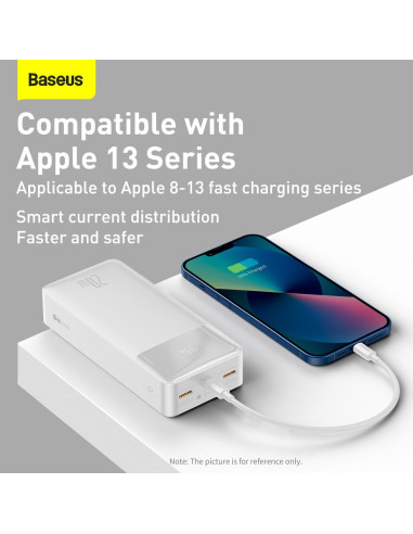 BASEUS powerbank 30 000 mAh + cable USB A do Micro USB PD QC3.0 3A 20W PPBD050402 white