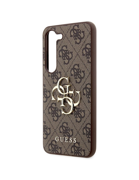 Véritable GUESS Case GUHCS22LG4GFBR pour Samsung S22 Ultra (4G Metal Gold Logo / Brown)