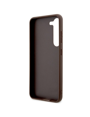 Véritable GUESS Case GUHCS22LG4GFBR pour Samsung S22 Ultra (4G Metal Gold Logo / Brown)
