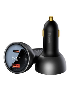 BASEUS Chargeur de voiture USB A + Type C avec écran + câble Type C vers Type C PD3.1 QC3.0 3A 140W noir