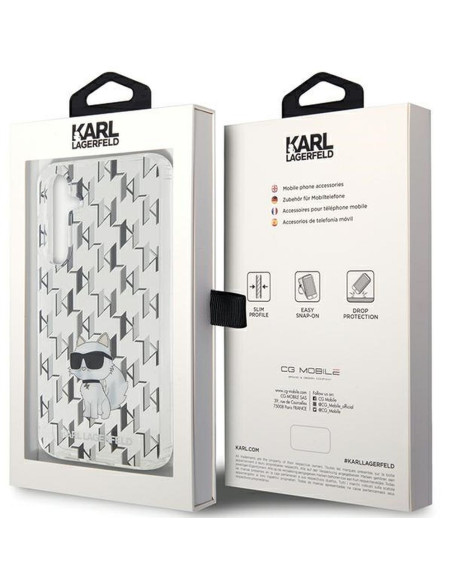 Véritable KARL LAGERFELD Case KLHCS23FEHNCMKLT pour Samsung S23 FE (Monogramme / transparent)