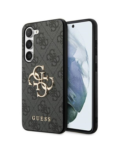 Véritable GUESS Case GUHCS22LG4GFBR pour Samsung S22 Ultra (4G Metal Gold Logo / Brown)