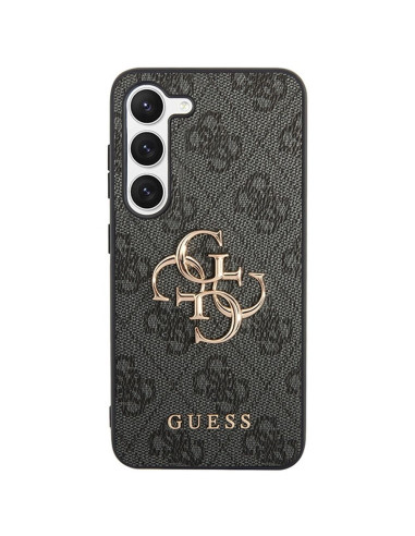 Véritable GUESS Case GUHCS22LG4GFBR pour Samsung S22 Ultra (4G Metal Gold Logo / Brown)