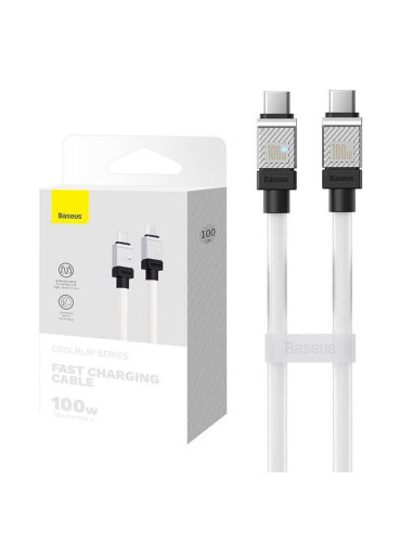 BASEUS Type C vers Type C PD 100W Câble Coolplay CAKW000202 1 m blanc