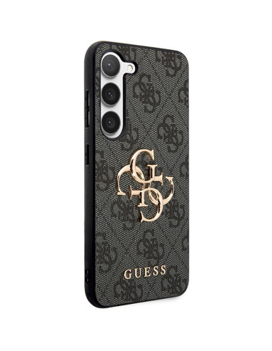 Véritable GUESS Case GUHCS22LG4GFBR pour Samsung S22 Ultra (4G Metal Gold Logo / Brown)