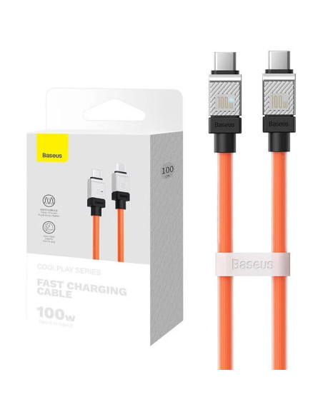 Câble BASEUS Type C vers Type C PD 100W Coolplay CAKW000207 1 m orange