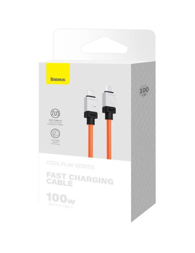 Câble BASEUS Type C vers Type C PD 100W Coolplay CAKW000207 1 m orange