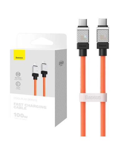 Câble BASEUS Type C vers Type C PD 100W Coolplay CAKW000307 2 m orange
